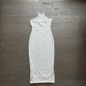 Naked Wardrobe White Stretchy Eyelet Dress New W/Tags Size L